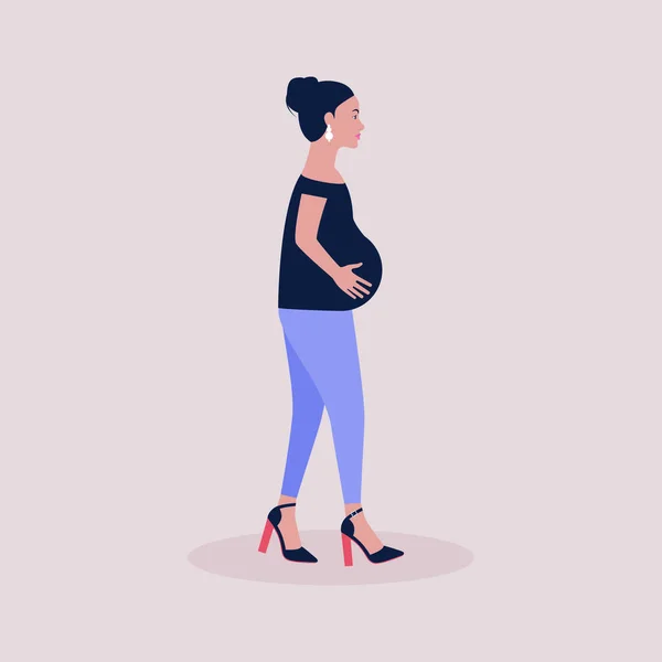 Ilustración Mujer Embarazada Ilustración Vector Plano Colorido — Vector de stock