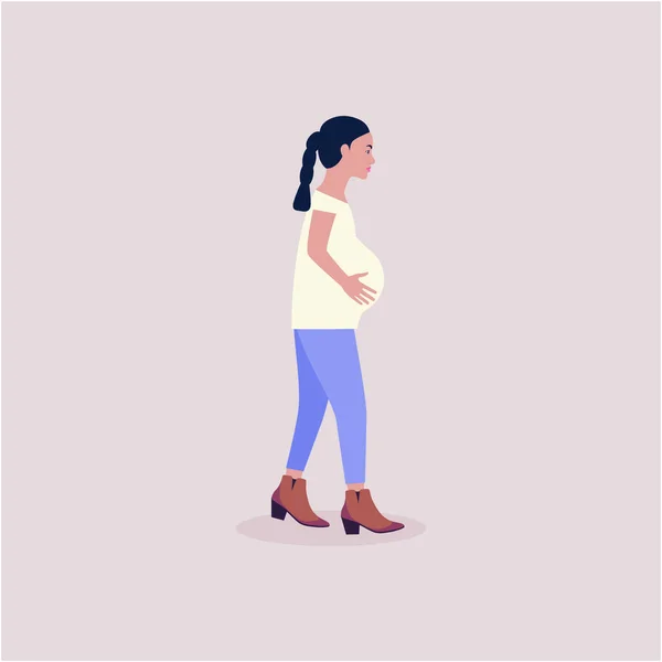 Illustration Einer Schwangeren Frau Bunte Flache Vektorillustration — Stockvektor