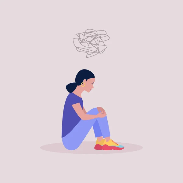 Geestelijke Gezondheid Concept Vrouwen Met Psychische Problemen Vector Illustratie Een — Stockvector