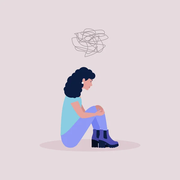 Concepto Salud Mental Mujeres Con Problemas Psicológicos Ilustración Vectorial Estilo — Vector de stock