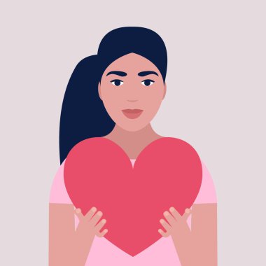 Kadının kocaman kalpleri var. Sevgililer Günü için İllüstrasyon