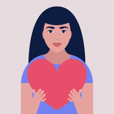 Kadının kocaman kalpleri var. Sevgililer Günü için İllüstrasyon