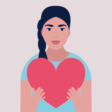 Kadının kocaman kalpleri var. Sevgililer Günü için İllüstrasyon