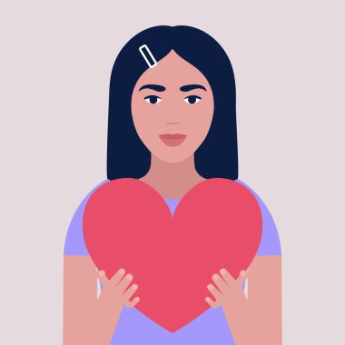 Kadının kocaman kalpleri var. Sevgililer Günü için İllüstrasyon