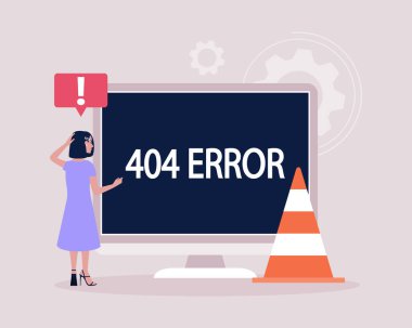 Web sitesi 404 hata kavramı. Renkli düz vektör illüstrasyonu