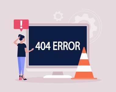 Web sitesi 404 hata kavramı. Renkli düz vektör illüstrasyonu
