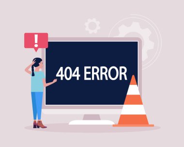 Web sitesi 404 hata kavramı. Renkli düz vektör illüstrasyonu