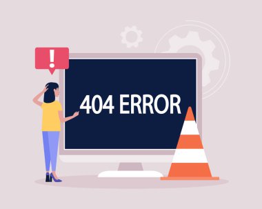 Web sitesi 404 hata kavramı. Renkli düz vektör illüstrasyonu