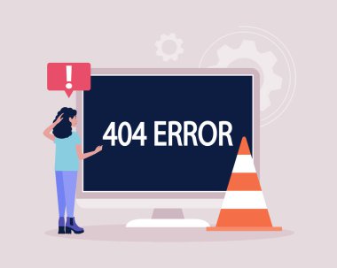 Web sitesi 404 hata kavramı. Renkli düz vektör illüstrasyonu