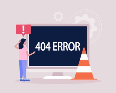 Web sitesi 404 hata kavramı. Renkli düz vektör illüstrasyonu