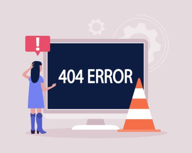 Web sitesi 404 hata kavramı. Renkli düz vektör illüstrasyonu