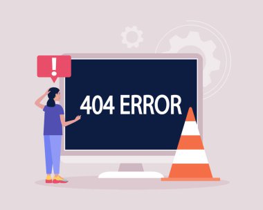 Web sitesi 404 hata kavramı. Renkli düz vektör illüstrasyonu