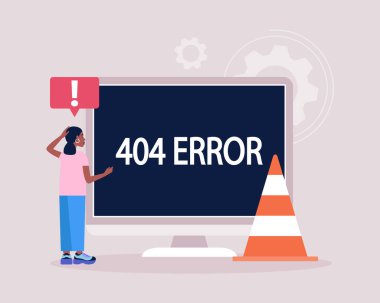 Web sitesi 404 hata kavramı. Renkli düz vektör illüstrasyonu
