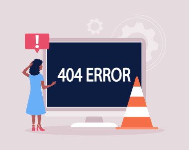 Web sitesi 404 hata kavramı. Renkli düz vektör illüstrasyonu