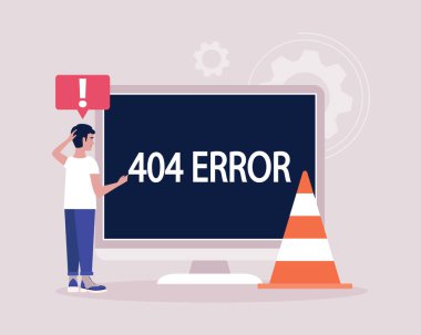 Web sitesi 404 hata kavramı. Renkli düz vektör illüstrasyonu
