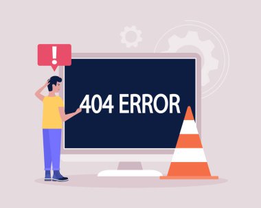 Web sitesi 404 hata kavramı. Renkli düz vektör illüstrasyonu