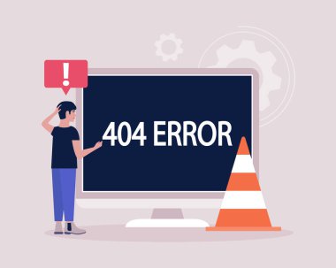 Web sitesi 404 hata kavramı. Renkli düz vektör illüstrasyonu