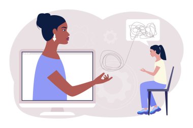 Psikoterapi, psikoloji konsepti. Psikolojik yardım, bir hastaya danışma, psikolojik sorunların çözümü.