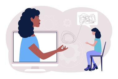 Psikoterapi, psikoloji konsepti. Psikolojik yardım, bir hastaya danışma, psikolojik sorunların çözümü.