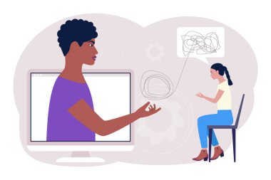 Psikoterapi, psikoloji konsepti. Psikolojik yardım, bir hastaya danışma, psikolojik sorunların çözümü.