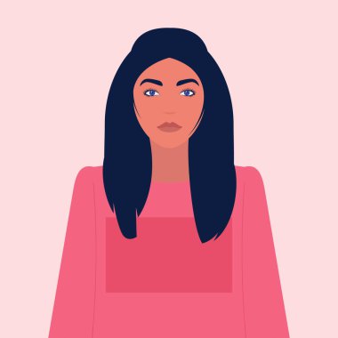 Genç bir kadının tasviri. Düz bir şekilde vektör illüstrasyonu