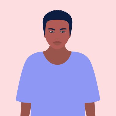 Genç bir adamın tasviri. Düz bir şekilde vektör illüstrasyonu