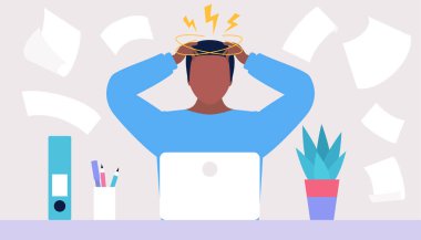 Profesyonel tükenme ve stres konsepti. Düz bir şekilde vektör illüstrasyonu