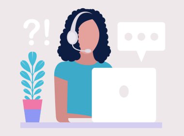 Destek konsepti. Web sitesi bilgisi için vektör simgesi. Renkli düz resimleme