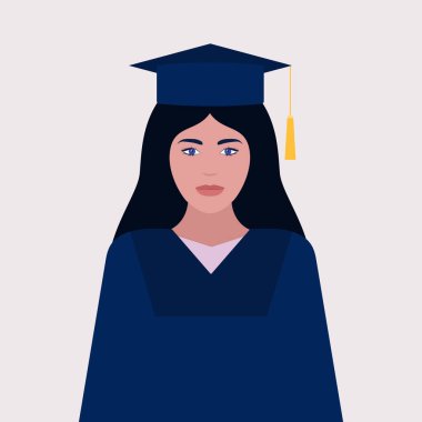 Mezun portresi. Düz bir şekilde vektör illüstrasyonu