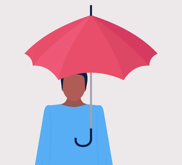 Risk Management Concept Young Woman Umbrella Vector Illustration Flat Style — Stock Vector