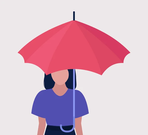 Risk Management Concept Young Woman Umbrella Vector Illustration Flat Style — Stock Vector