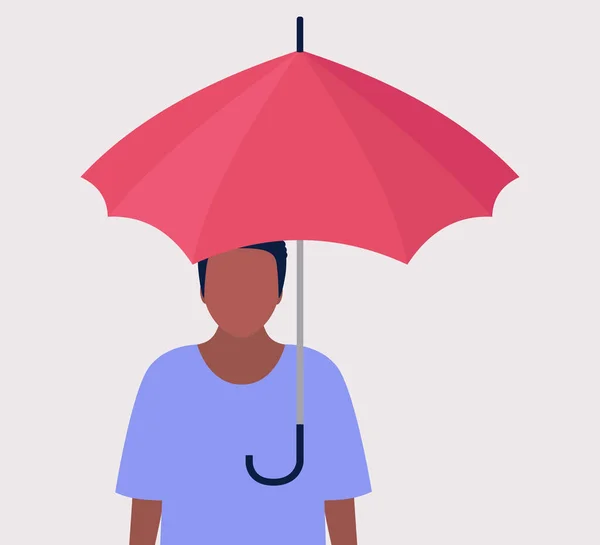 Risk Management Concept Young Man Umbrella Vector Illustration Flat Style — Stock Vector