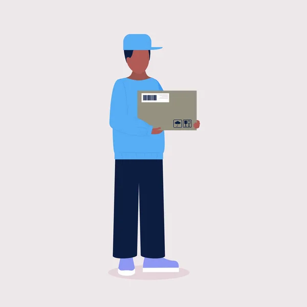 Courier Entregar Paquete Ilustración Vectorial Estilo Plano — Archivo Imágenes Vectoriales