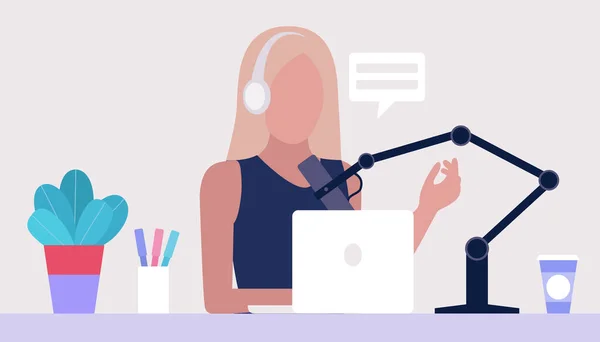 Livestream Podcast Studio Cours Vidéo Webinaire Ensemble Vectoriel Dans Style — Image vectorielle