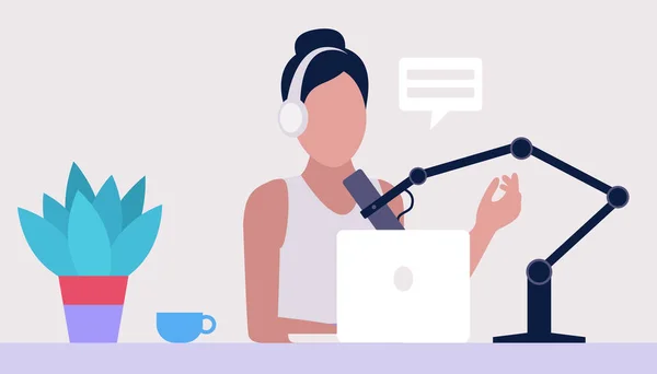 Livestream Podcast Studio Cours Vidéo Webinaire Ensemble Vectoriel Dans Style — Image vectorielle