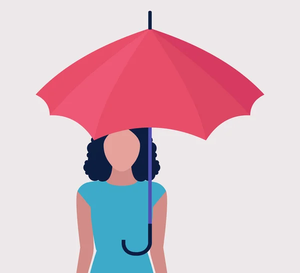 Risk Management Concept Young Woman Umbrella Vector Illustration Flat Style — Stock Vector