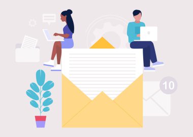 Konsept ile bağlantı kur. Dizüstü bilgisayarlı insanlar büyük harflerle çalışır.