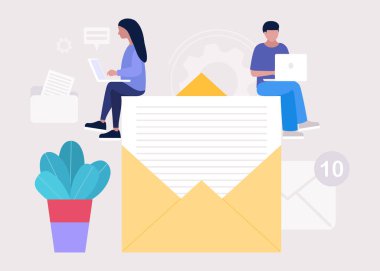 Konsept ile bağlantı kur. Dizüstü bilgisayarlı insanlar büyük harflerle çalışır.