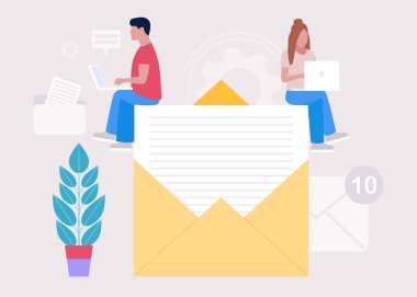 Konsept ile bağlantı kur. Dizüstü bilgisayarlı insanlar büyük harflerle çalışır.