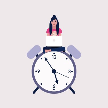 Son teslim tarihi, zaman yönetimi konsepti. Renkli düz vektör illüstrasyonu