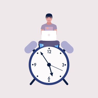 Son teslim tarihi, zaman yönetimi konsepti. Renkli düz vektör illüstrasyonu