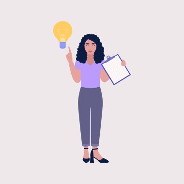 Ampullü bir karakter. Beyin fırtınası konsepti. Düz bir şekilde vektör illüstrasyonu.