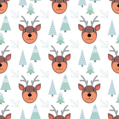 Geyiklerde pürüzsüz desen. Düz bir şekilde vektör illüstrasyonu