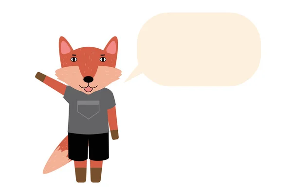 Greeting Fox Speech Bubble Vector Illustration Flat Style — Stock Vector
