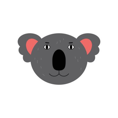Koala baş illüstrasyonu. Düz bir şekilde vektör illüstrasyonu