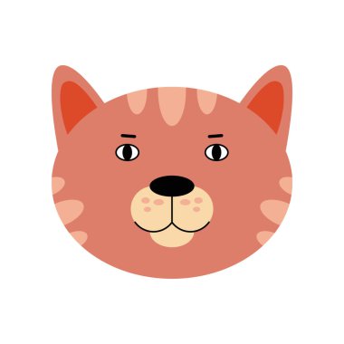 Kedi kafası çizimi. Düz bir şekilde vektör illüstrasyonu