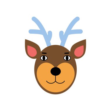 Geyik kafası çizimi. Düz bir şekilde vektör illüstrasyonu