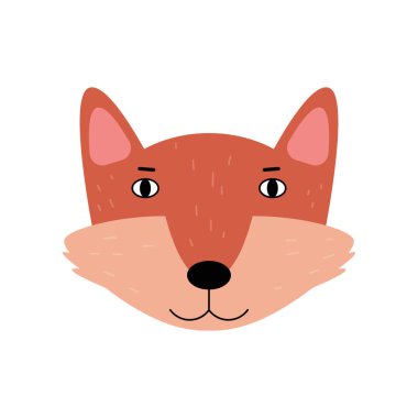 Tilki kafası çizimi. Düz bir şekilde vektör illüstrasyonu