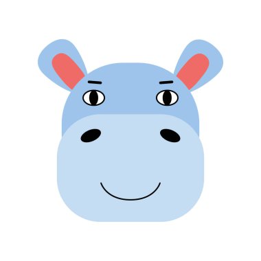 Hippopotamus kafa çizimi. Düz bir şekilde vektör illüstrasyonu