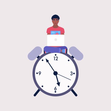 Son teslim tarihi, zaman yönetimi konsepti. Renkli düz vektör illüstrasyonu